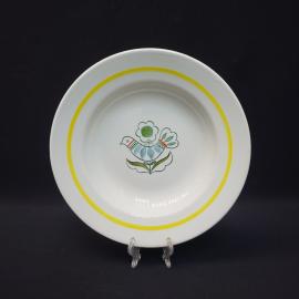 Тарелка винтажная, СССР. Фарфор, с росписью птицы, 6 шт.