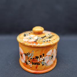 Шкатулка винтажная, СССР. Деревянная с крышкой, расписная, с цветочным узором Хохлома