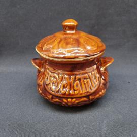 Горшочек винтажный, СССР. Керамический, с крышкой, для запекания и подачи блюд