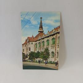 Открытка советская СССР. Горький, госбанк, городская архитектура и улица. Винтаж, издание Планета