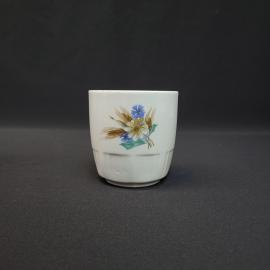 Стакан фарфоровый винтажный, СССР. Белый фарфор, цветочный рисунок, для воды или сока