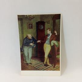 Открытка советская СССР. Гоголь Ревизор, Хлестаков и Земляника, театральная сцена, винтаж