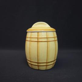 Банка винтажная, СССР. Керамическая с крышкой, для сыпучих продуктов, в форме бочонка