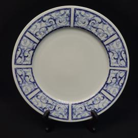 Тарелка винтажная, СССР. Керамика Oneida Breton Blue, белая с синим орнаментом