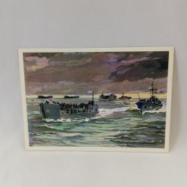 Открытка советская СССР. Десант на острова Бьеркского архипелага, морская пехота, винтаж