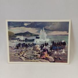 Открытка советская СССР. Оборона Ханко, морской десант, военная история. Коллекционная винтаж