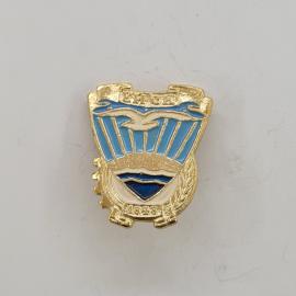 Значок СССР. Братск, город, чайка над волнами, 1982. Винтажный значек.
