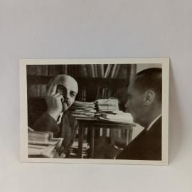 Открытка советская СССР. Ленин в кабинете, беседа с писателем Уэллсом, история и политика. винтаж