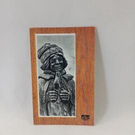 Открытка советская СССР. Емеля, брянский сувенир, сказочный персонаж, деревянная скульптура. винтаж