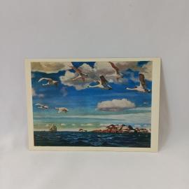 Открытка винтажная, СССР. Репродукция картины А. А. Рылова В голубом просторе, 1980