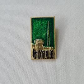 Значок СССР. Смоленск, башня крепости и телебашня, городской сувенир. Винтажный значек.