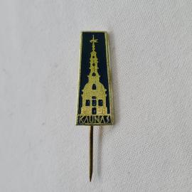 Значок СССР. Каунас, Литва, городской силуэт башни. Винтажный значек.
