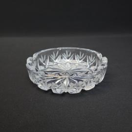 Пепельница винтажная, СССР. Прессованное стекло с резным узором, круглая форма 13 см