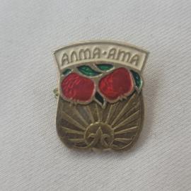 Значок СССР. Алма Ата, яблоки, город. Винтажный значек.
