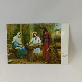 Открытка старинная. Nazareth, Holy Family, христианский сюжет с мастерской и семейной сценой