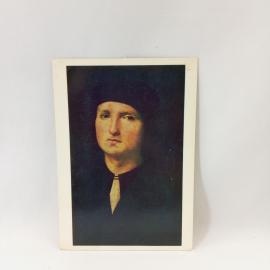 Открытка советская СССР. Перуджино, портрет молодого человека, Эрмитаж, живопись, винтаж