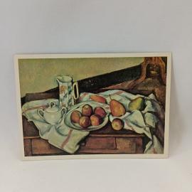 Открытка советская СССР. Поль Сезанн, персики и груши, натюрморт, музей Пушкина, винтаж