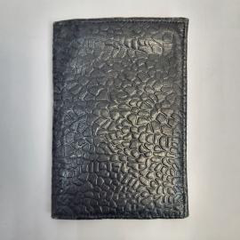Обложка для документов винтажная, СССР. Черная тисненая кожа, с внутренними карманами