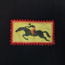 Нашивка винтажная, СССР. Тканевая декоративная нашивка с всадником на коне, прямоугольная