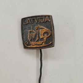 Значок СССР. Латвия, парусник, Рига, морская тематика. Винтажный значек.