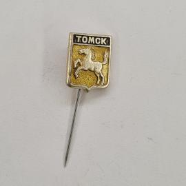 Значок СССР. Томск, герб города с белым конем, сибирь. Винтажный значек.