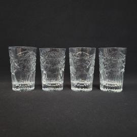 Стаканы винтажные, СССР. Набор 4 шт., стекло с рельефным геометрическим узором