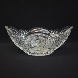 Ваза декоративная винтажная, СССР. Прессованное стекло, овальная форма с рельефным узором