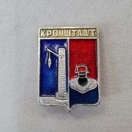 Значок СССР. Кронштадт, маяк и якорь, Санкт Петербург, флот. Винтажный значек.