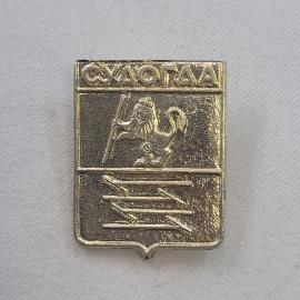 Значок СССР. Судогда, Владимирская область, герб с птицей. Винтажный значек.