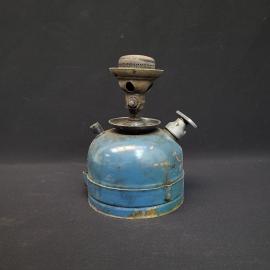 Лампа керосиновая винтажная, СССР. Металл, настольная бытовая модель синего цвета
