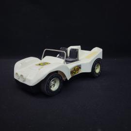 Машинка винтажная, СССР. Гоночный автомобиль из пластмассы, белый двухместный корпус