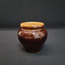 Горшок керамический винтажный, СССР. Коричневая глазурованная керамика для запекания