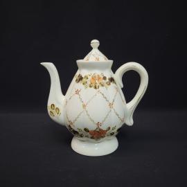 Чайник винтажный, СССР. Фарфоровый заварочный чайник с крышкой, белый с цветочным декором