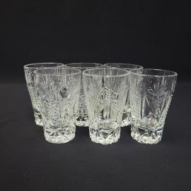 Стаканы винтажные, СССР. Набор 6 шт., стекло с резным узором для воды и напитков