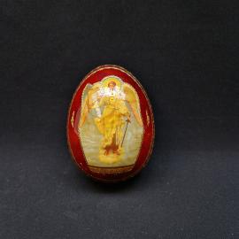 Статуэтка пасхальная СССР. Дерево, яйцо декоративное с изображением ангела хранителя