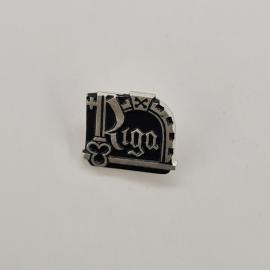 Значок СССР. Рига, город Прибалтики, надпись Riga и декоративная арка. Винтажный значек.