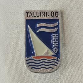 Значок СССР. Tallinn 80, парусник и волны, Таллин, Эстония, спорт. Винтажный значек.