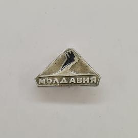 Значок СССР. Молдавия, летящая птица над горным пейзажем, туризм и регионы. Винтажный значек.
