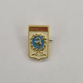 Значок СССР. Тутаев, Ярославская область, герб города с медведем. Винтажный значек.