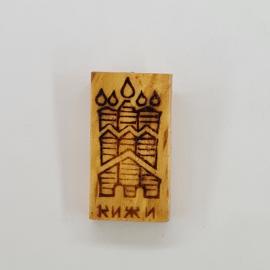 Кижи. Деревянный кулон с изображением церкви и домиков. Винтажное украшение.