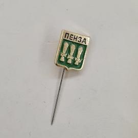 Пенза. Герб города с тремя колосьями. Винтажный значек.