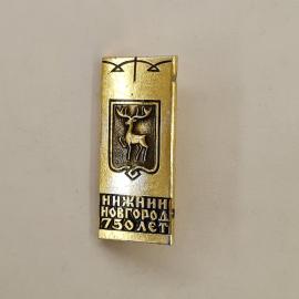 Значок Нижнего Новгорода. Герб с оленем, 750 лет городу. Винтажный значок.