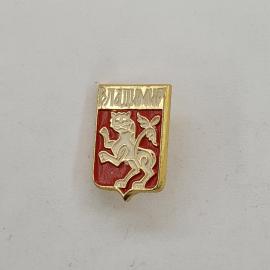 Владимир, герб с львом и растением, винтажный значок.