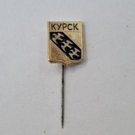 Значок СССР. Курск, городской герб с куропатками. Винтажный значек.