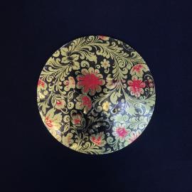 Тарелка винтажная, СССР. Декоративная, с цветочным орнаментом, прессованный картон