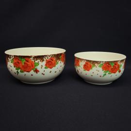 Пиалы винтажные, СССР. Набор 2 шт., керамика с цветочным рисунком и кофейным орнаментом