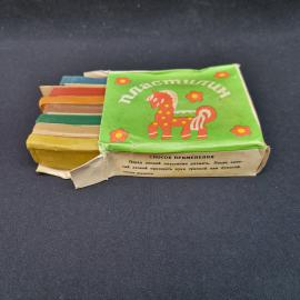Пластилин винтажный, СССР. Детский набор в картонной коробке, 7 цветов