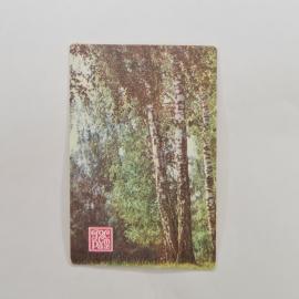 Карманный календарик 1987. Березы на фоне природы. Календарь винтажный