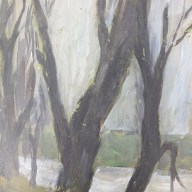 Картина Осень / весна. Масло, картон, Винтаж СССР 23 х 30 см. Картинка 4