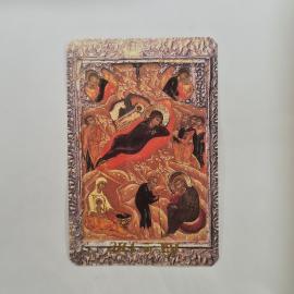 Карманный календарик 1992. Изображение иконы с православной тематикой. Календарь винтажный